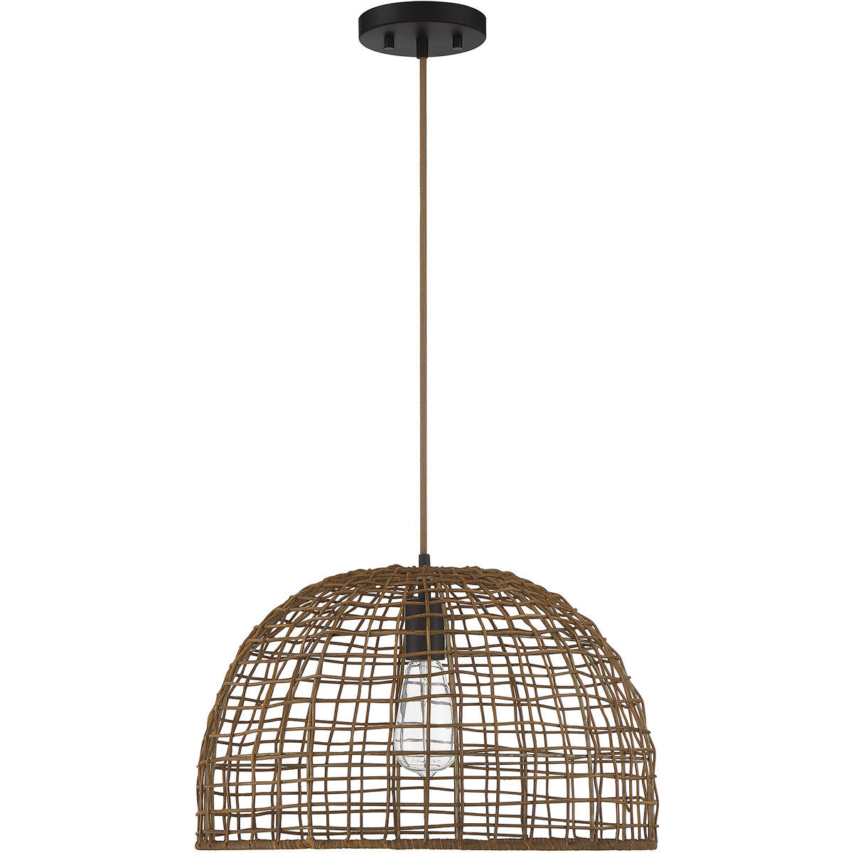 Meridian Lite Trends 1-Light Pendant in Dark Rattan with A Dark Brown Socket M70105DR