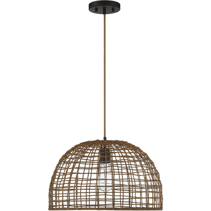 Meridian Lite Trends 1-Light Pendant in Dark Rattan with A Dark Brown Socket M70105DR