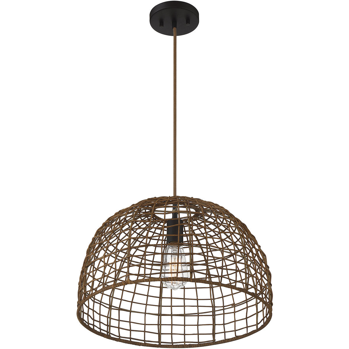 Meridian Lite Trends 1-Light Pendant in Dark Rattan with A Dark Brown Socket M70105DR