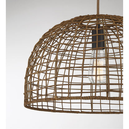 Meridian Lite Trends 1-Light Pendant in Dark Rattan with A Dark Brown Socket M70105DR