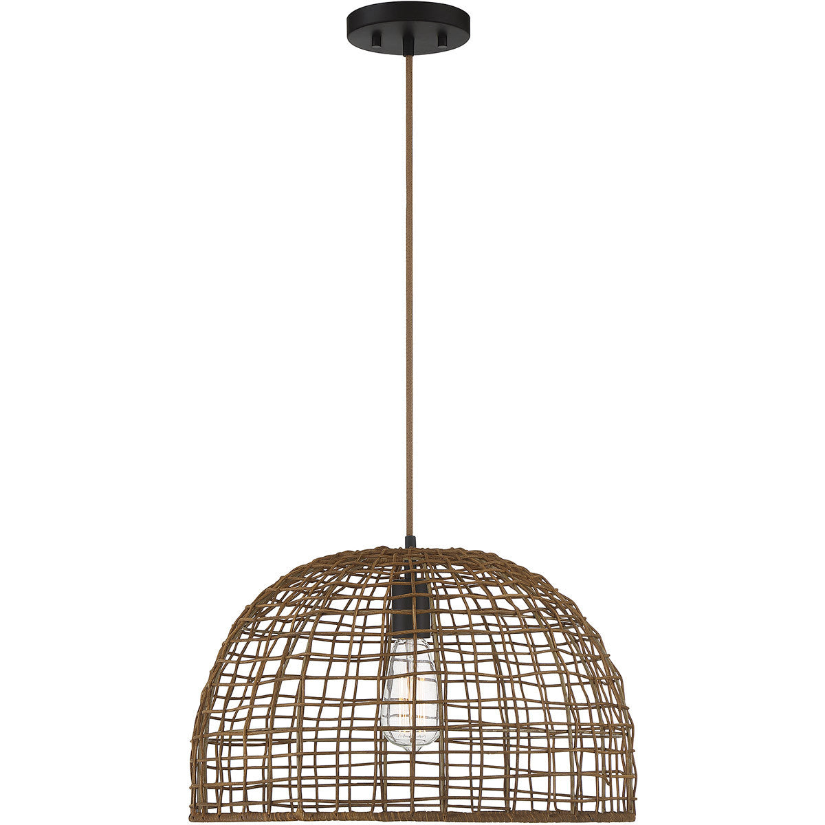 Meridian 1-Light Pendant in Dark Rattan with A Dark Brown Socket M70105DR