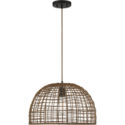 Meridian 1-Light Pendant in Dark Rattan with A Dark Brown Socket M70105DR