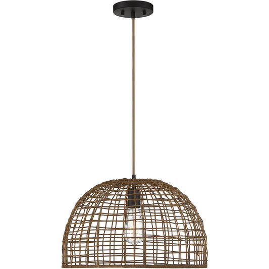 Meridian 1-Light Pendant in Dark Rattan with A Dark Brown Socket M70105DR