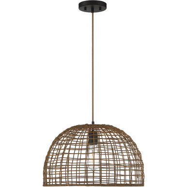 Meridian Lite Trends 1-Light Pendant in Dark Rattan with A Dark Brown Socket M70105DR