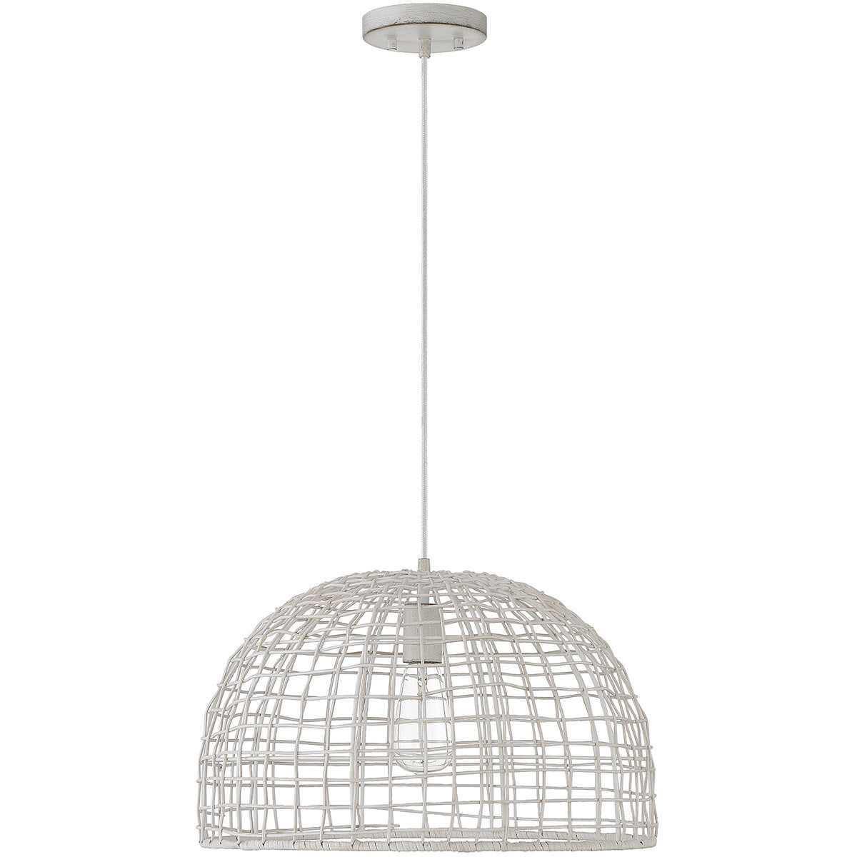 Meridian Lite Trends 1-Light Pendant in White Rattan with A White Socket  M70105WR