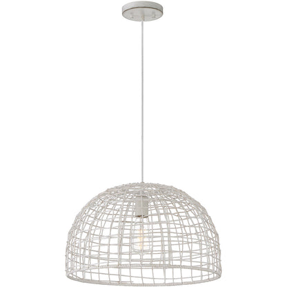 Meridian Lite Trends 1-Light Pendant in White Rattan with A White Socket  M70105WR