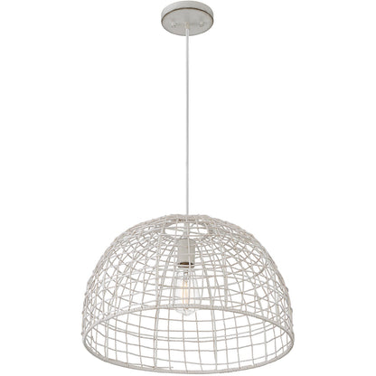 Meridian Lite Trends 1-Light Pendant in White Rattan with A White Socket  M70105WR