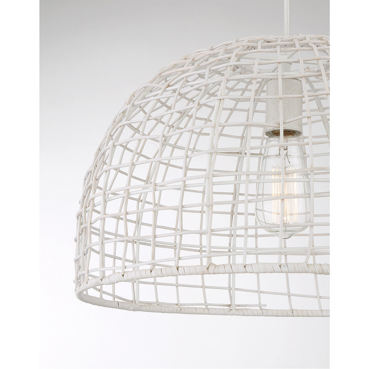 Meridian Lite Trends 1-Light Pendant in White Rattan with A White Socket  M70105WR