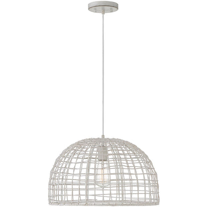 Meridian 1-Light Pendant in White Rattan with A White Socket  M70105WR