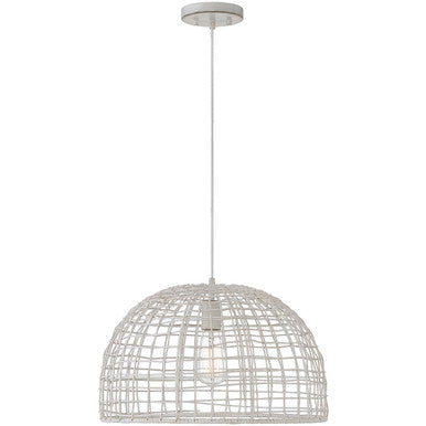 Meridian Lite Trends 1-Light Pendant in White Rattan with A White Socket  M70105WR