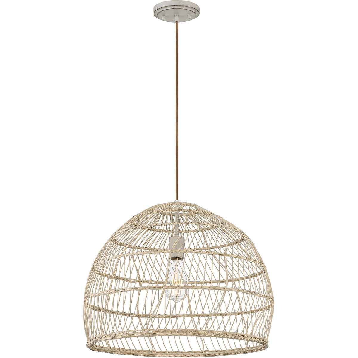 Meridian Lite Trends 1-Light Pendant in Natural Rattan with A Matching Socket M70106NR