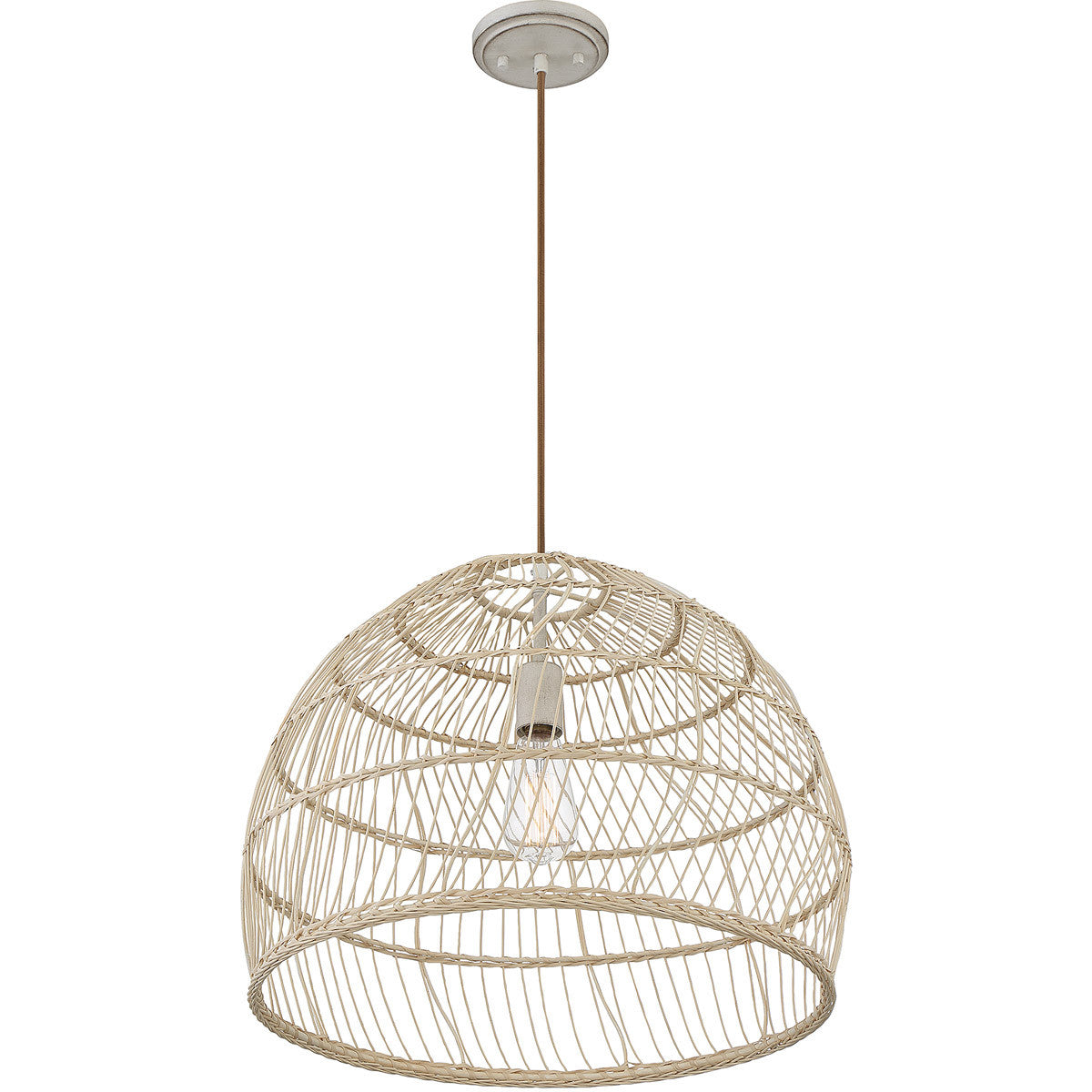 Meridian Lite Trends 1-Light Pendant in Natural Rattan with A Matching Socket M70106NR