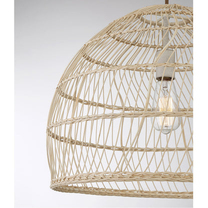 Meridian Lite Trends 1-Light Pendant in Natural Rattan with A Matching Socket M70106NR