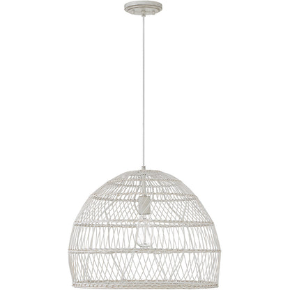 Meridian Lite Trends 1-Light Pendant in White Rattan with A White Socket  M70106WR