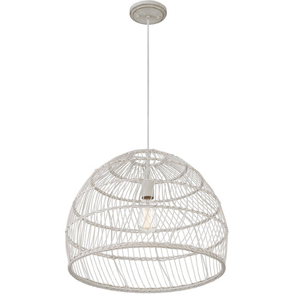 Meridian Lite Trends 1-Light Pendant in White Rattan with A White Socket  M70106WR