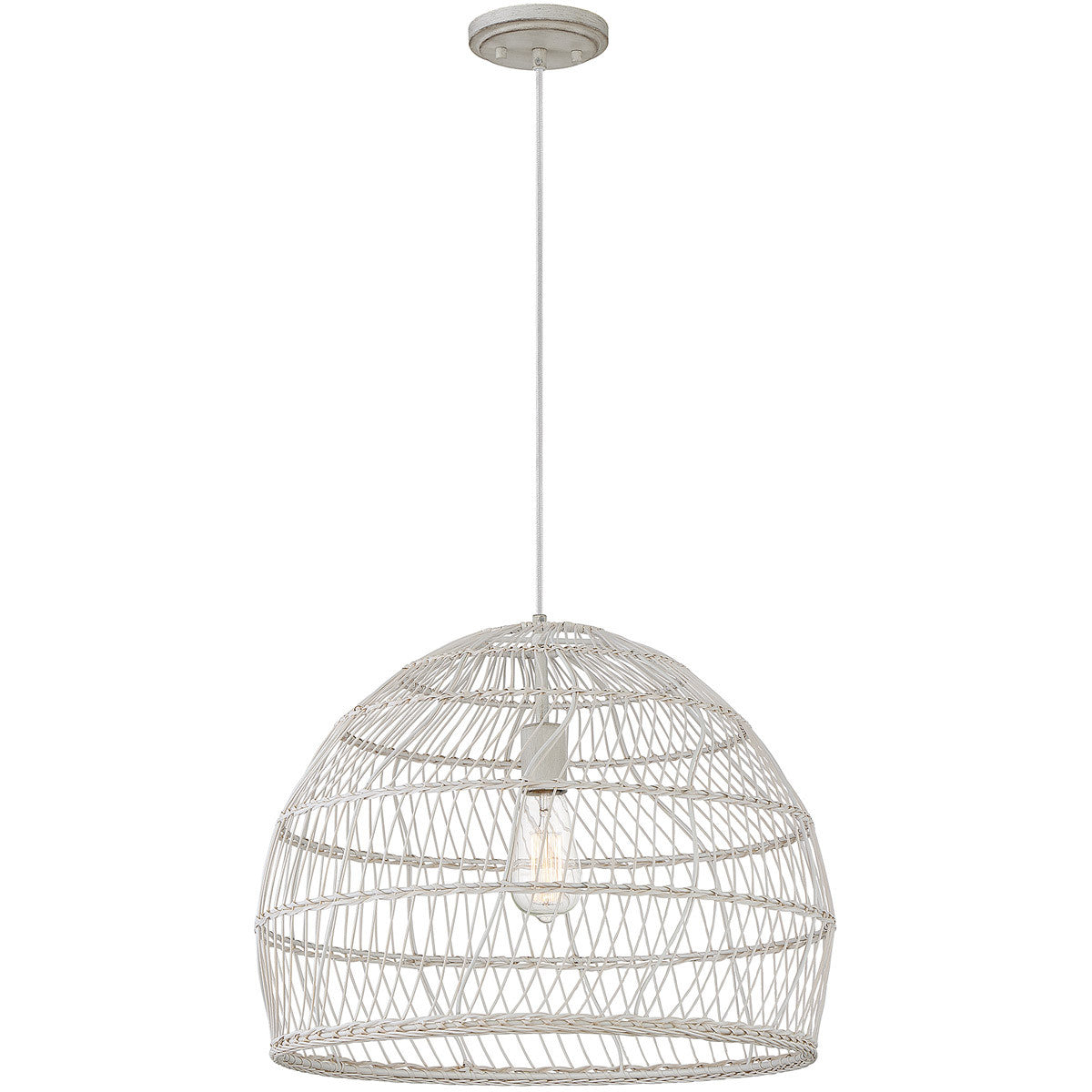 Meridian 1-Light Pendant in White Rattan with A White Socket  M70106WR