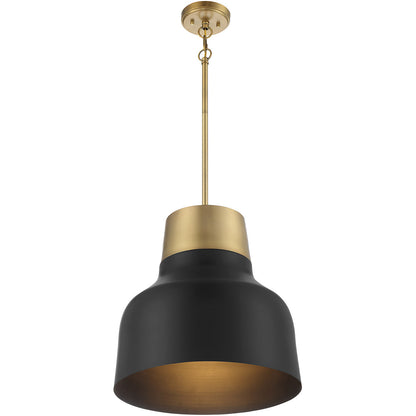 Meridian Lite Trends 1-Light Pendant in Matte Black with Natural Brass M70115MBKNB