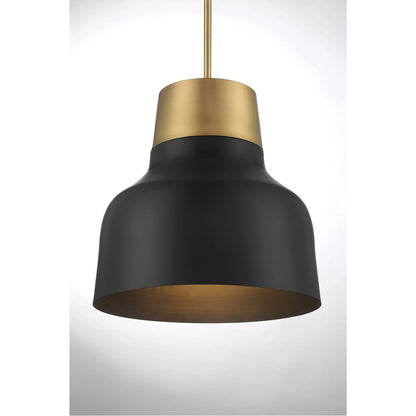 Meridian Lite Trends 1-Light Pendant in Matte Black with Natural Brass M70115MBKNB