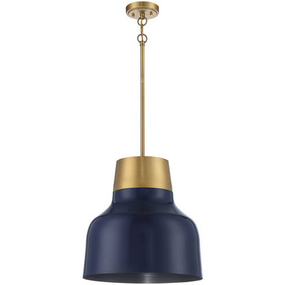 Meridian Lite Trends 1-Light Pendant in Navy Blue with Natural Brass M70115NBLNB