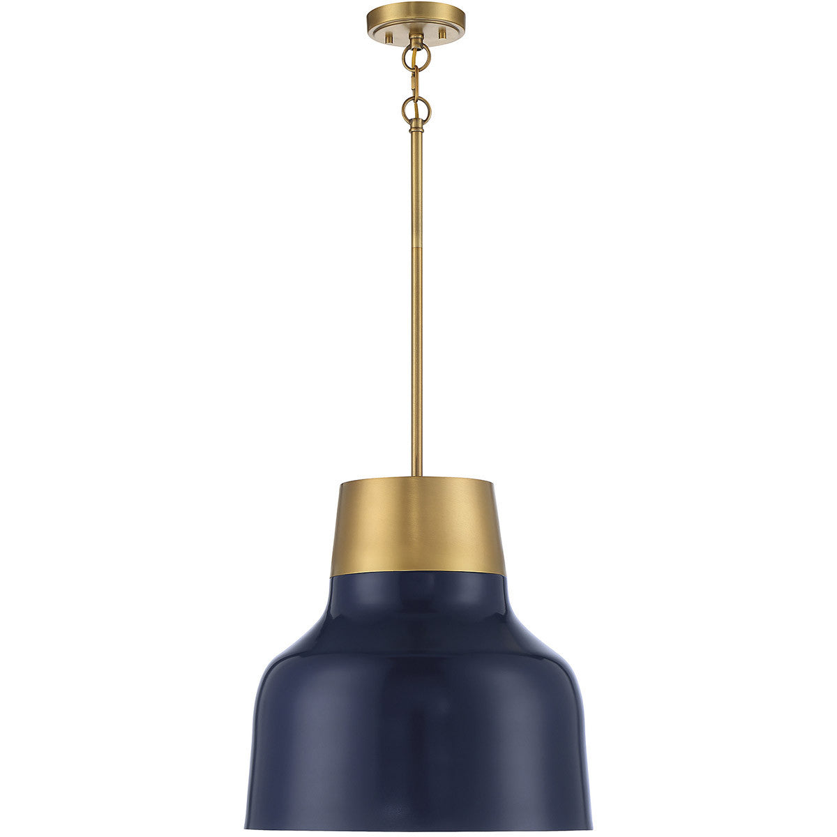 Meridian Lite Trends 1-Light Pendant in Navy Blue with Natural Brass M70115NBLNB