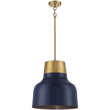 Meridian Lite Trends 1-Light Pendant in Navy Blue with Natural Brass M70115NBLNB