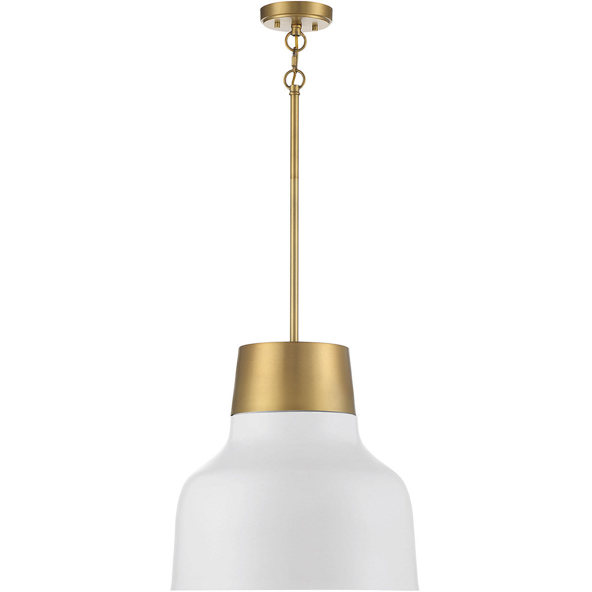 Meridian Lite Trends 1-Light Pendant in White with Natural Brass M70115WHNB