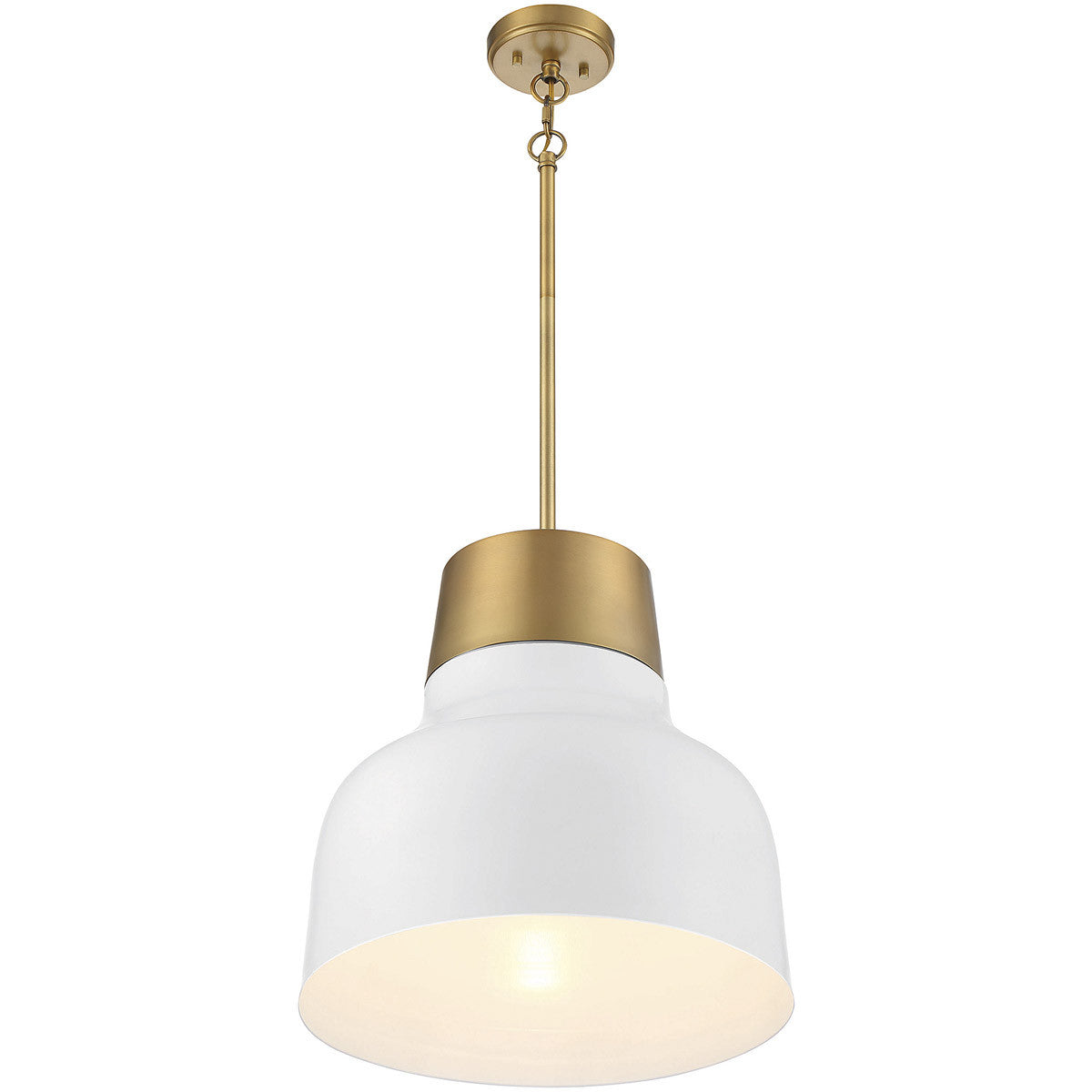 Meridian Lite Trends 1-Light Pendant in White with Natural Brass M70115WHNB