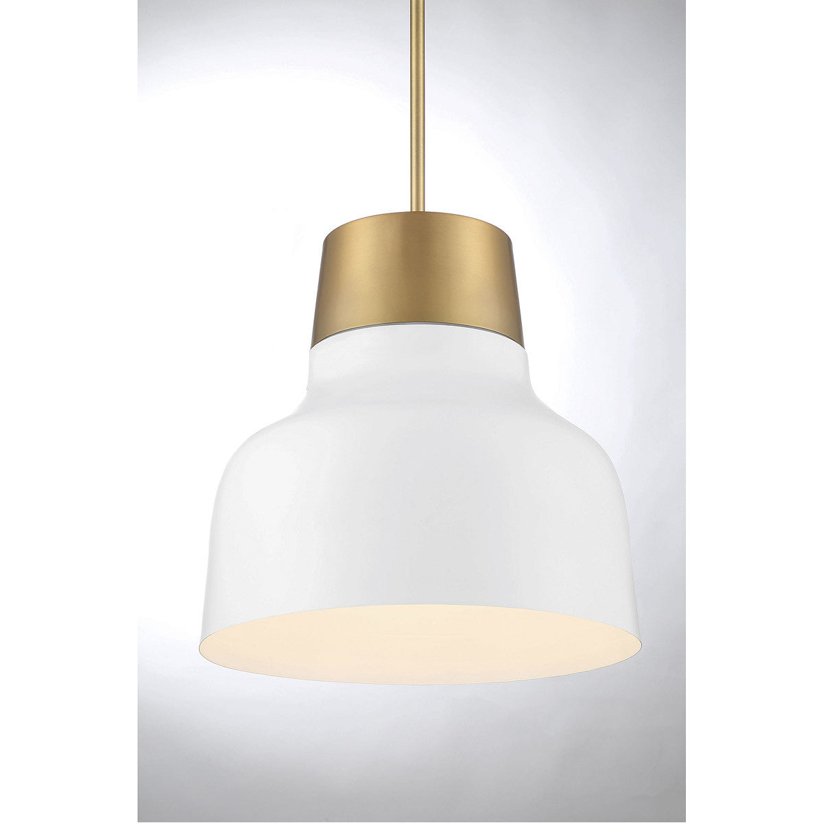 Meridian Lite Trends 1-Light Pendant in White with Natural Brass M70115WHNB