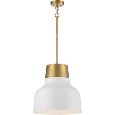 Meridian Lite Trends 1-Light Pendant in White with Natural Brass M70115WHNB