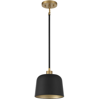 Meridian Lite Trends 1-Light Pendant in Matte Black with Natural Brass M70118MBKNB