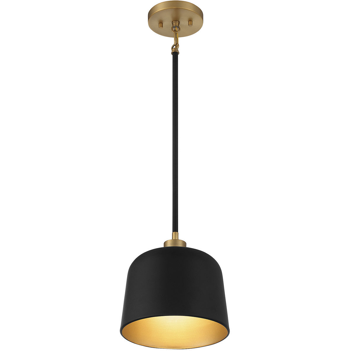 Meridian Lite Trends 1-Light Pendant in Matte Black with Natural Brass M70118MBKNB