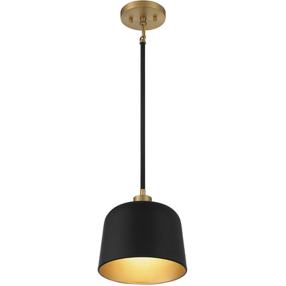 Meridian Lite Trends 1-Light Pendant in Matte Black with Natural Brass M70118MBKNB