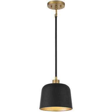 Meridian Lite Trends 1-Light Pendant in Matte Black with Natural Brass M70118MBKNB