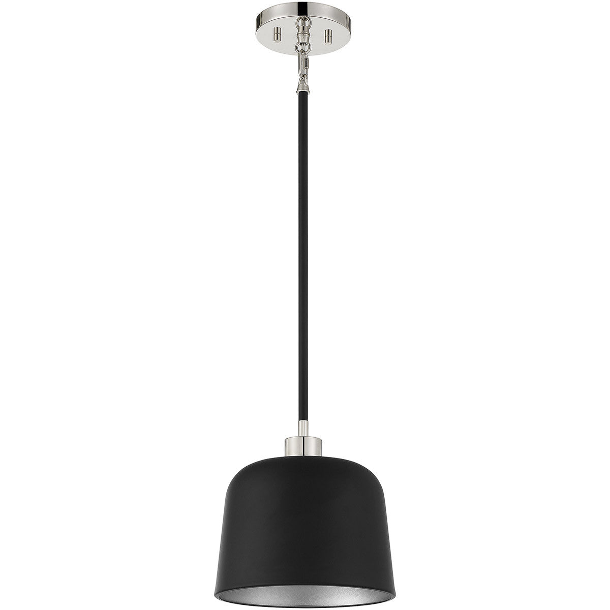 Meridian Lite Trends 1-Light Pendant in Matte Black with Polished Nickel M70118MBKPN