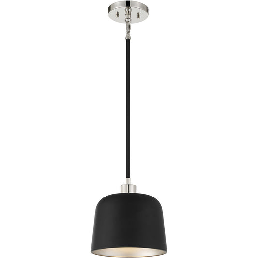 Meridian 1-Light Pendant in Matte Black with Polished Nickel M70118MBKPN