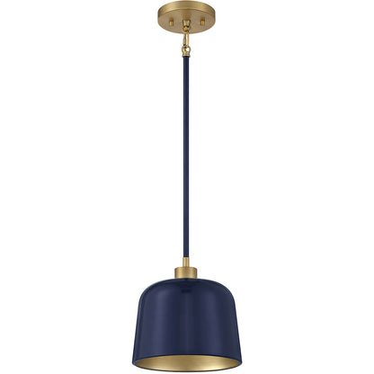 Meridian Lite Trends 1-Light Pendant in Navy Blue with Natural Brass M70118NBLNB