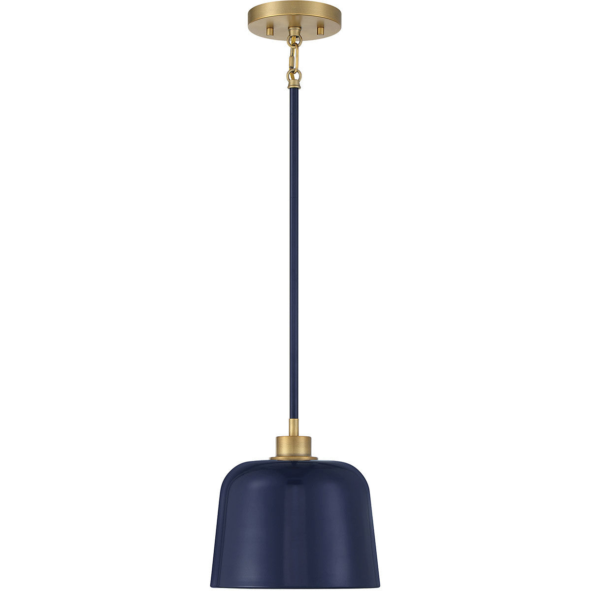 Meridian Lite Trends 1-Light Pendant in Navy Blue with Natural Brass M70118NBLNB