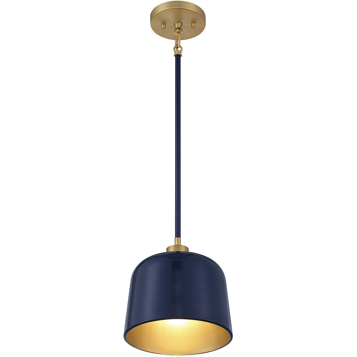 Meridian Lite Trends 1-Light Pendant in Navy Blue with Natural Brass M70118NBLNB