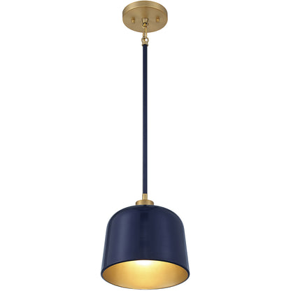 Meridian Lite Trends 1-Light Pendant in Navy Blue with Natural Brass M70118NBLNB