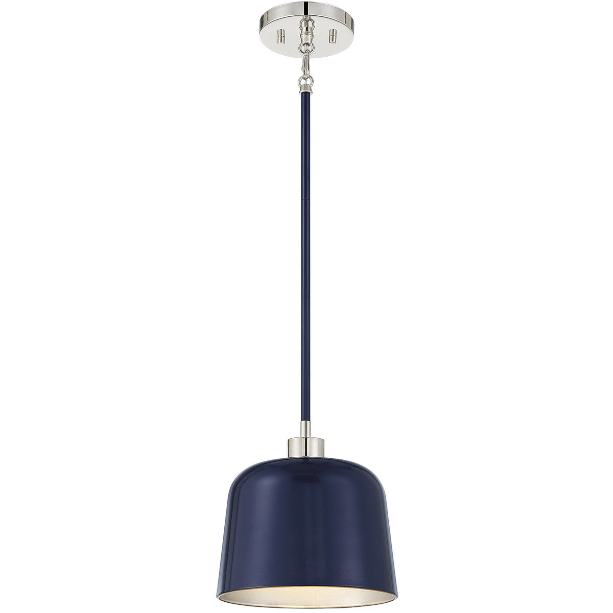 Meridian 1-Light Pendant in Navy Blue with Polished Nickel M70118NBLPN