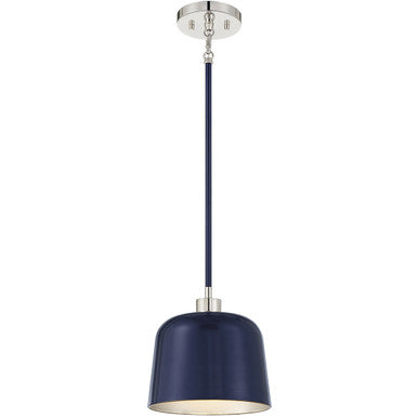 Meridian Lite Trends 1-Light Pendant in Navy Blue with Polished Nickel M70118NBLPN