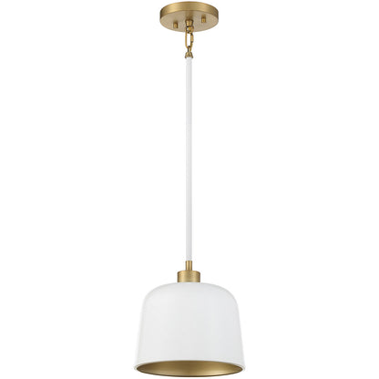 Meridian Lite Trends 1-Light Pendant in White with Natural Brass M70118WHNB