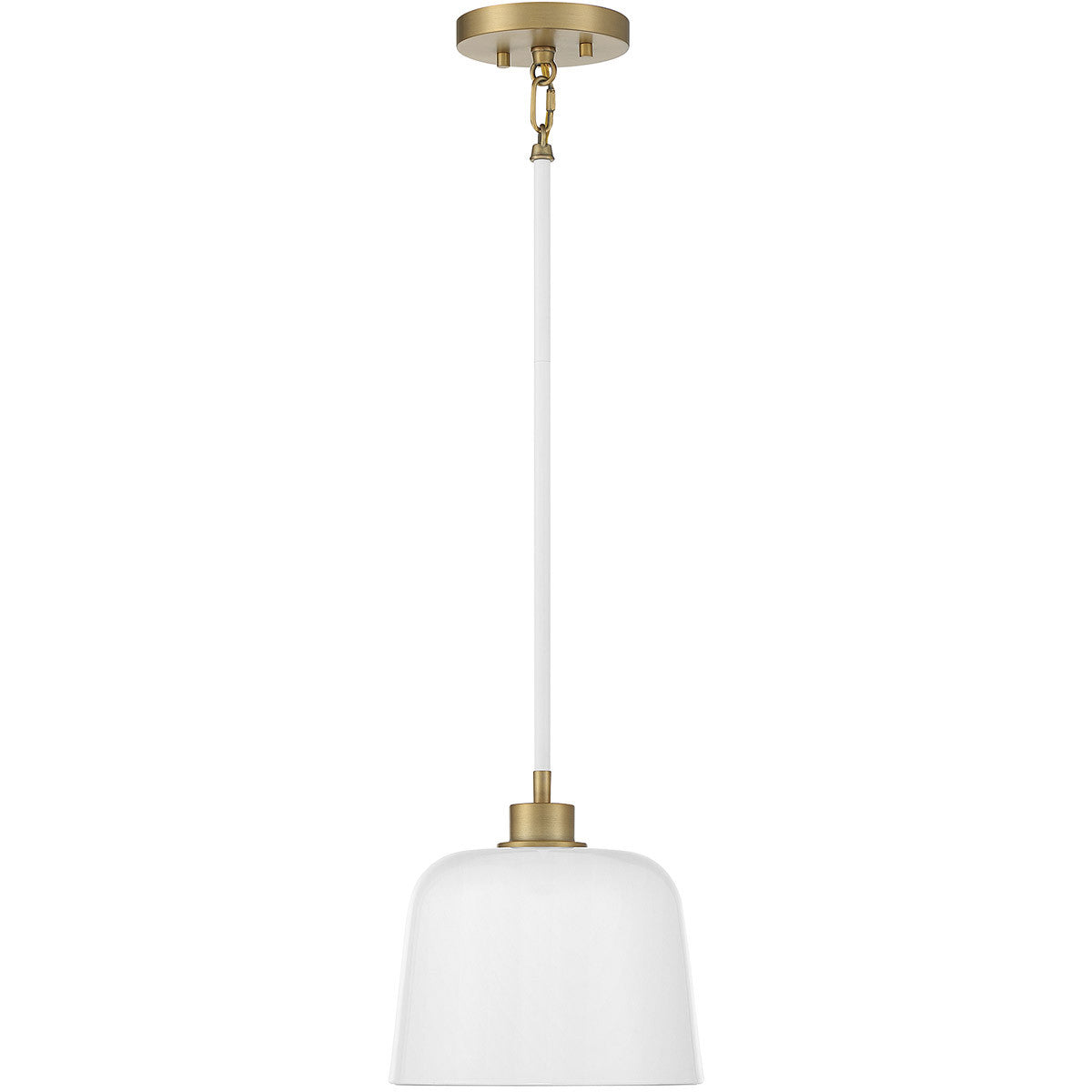 Meridian Lite Trends 1-Light Pendant in White with Natural Brass M70118WHNB