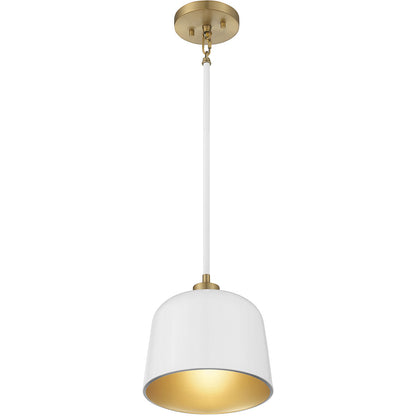 Meridian Lite Trends 1-Light Pendant in White with Natural Brass M70118WHNB