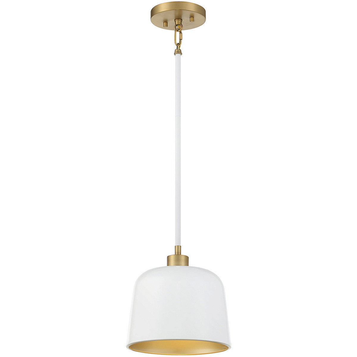 Meridian 1-Light Pendant in White with Natural Brass M70118WHNB