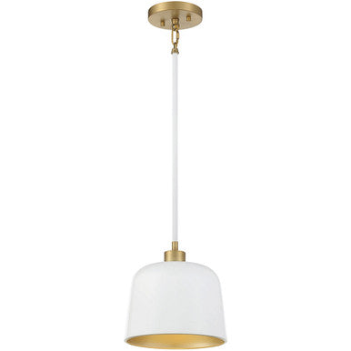 Meridian Lite Trends 1-Light Pendant in White with Natural Brass M70118WHNB