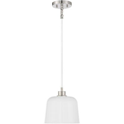 Meridian Lite Trends 1-Light Pendant in White with Polished Nickel M70118WHPN