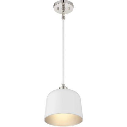 Meridian Lite Trends 1-Light Pendant in White with Polished Nickel M70118WHPN