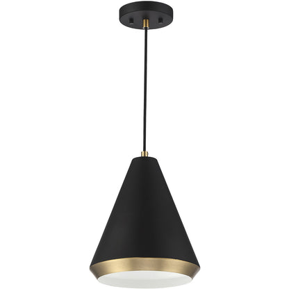 Meridian Lite Trends 1-Light Pendant in Matte Black with Natural Brass M70122MBKNB