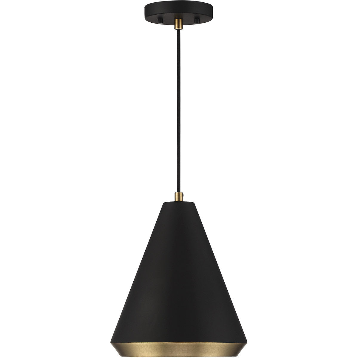 Meridian Lite Trends 1-Light Pendant in Matte Black with Natural Brass M70122MBKNB